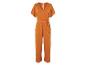 Een oranje jumpsuit met korte mouwen en een ceintuur.