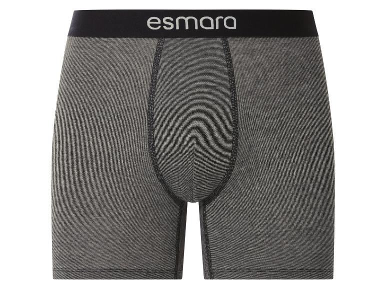 Grijze Esmara boxershort met fijne strepen en zwarte tailleband met logo.
