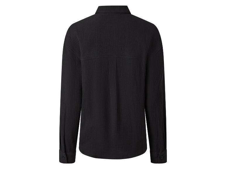 Lang zwart overhemd met textuur.