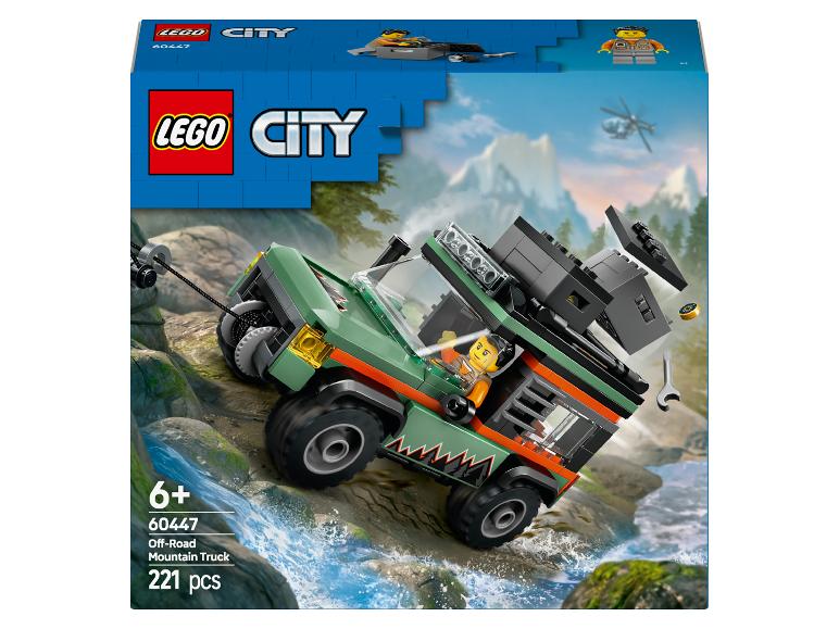 LEGO City Off-Road Mountain Truck doos met een groene truck op een bergrivier