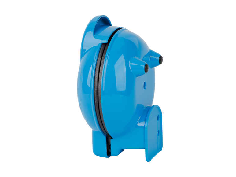 Blauw PAW PATROL wafelijzer, zijaanzicht.