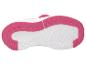 Roze en witte zool van een kindersportschoen met een gestructureerd grippatroon.