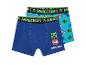 Twee Minecraft boxershorts voor jongens: een donkerblauwe en een lichtblauwe met print.