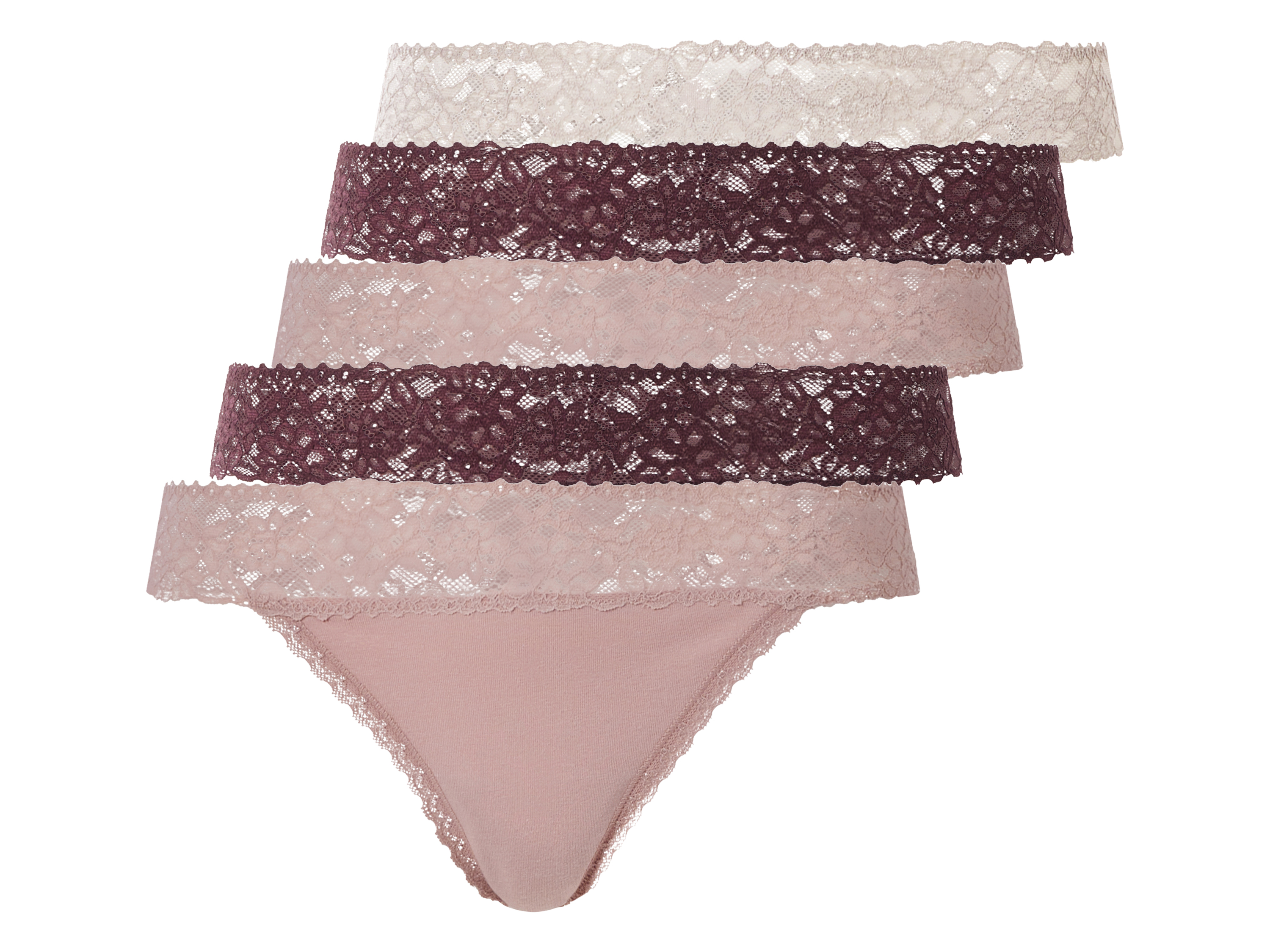 ESMARA Dames Strings, 5 stuks (Rood/donkerroze, M (40/42))