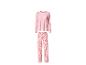 Roze damespyjama met lange mouwen en broek met hartjespatroon