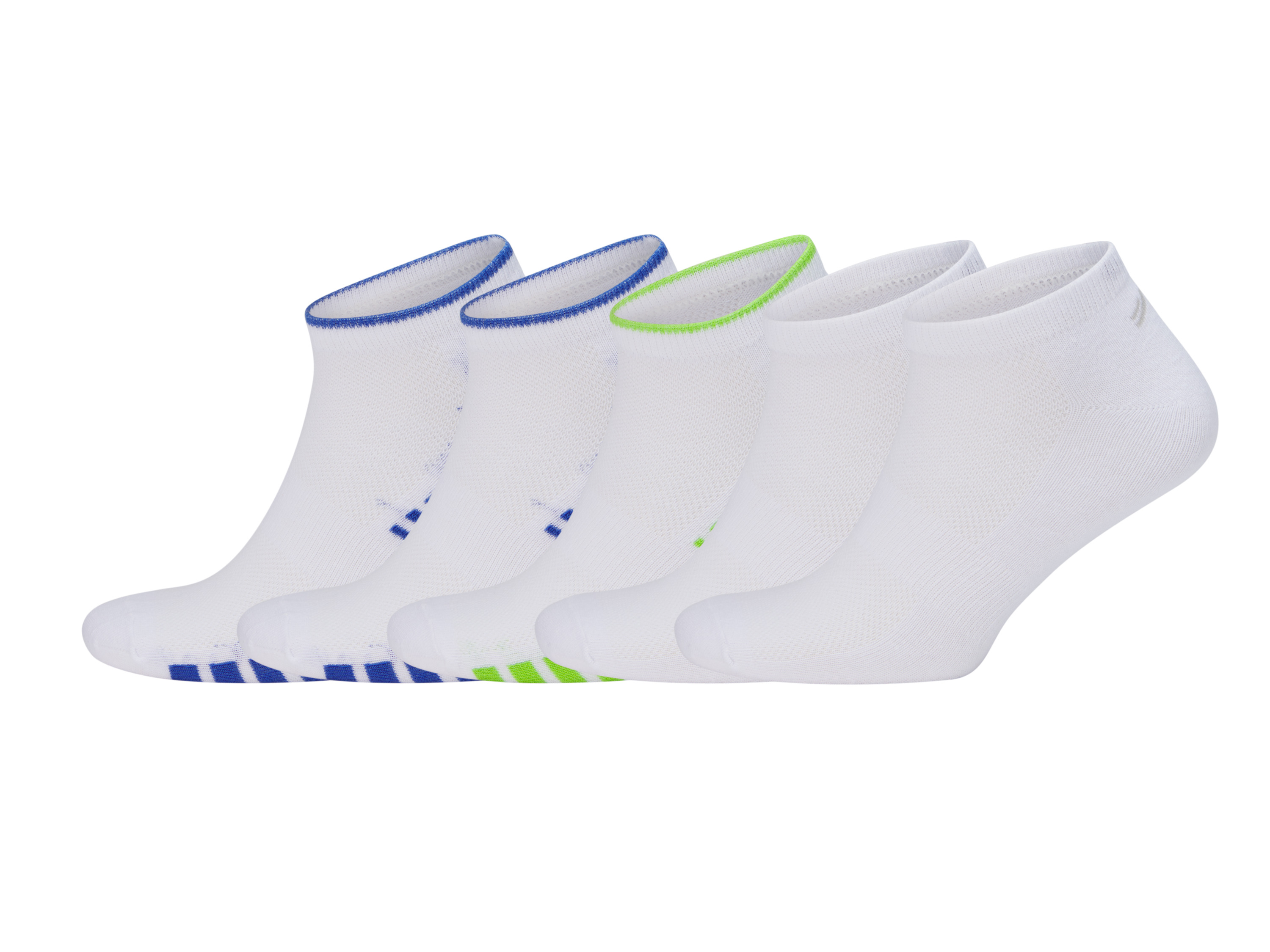 CRIVIT 5 Paar sportsokken (wit/blauw/groen, 43-46)