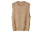 Beige gebreid vest met ruit- en kabelpatroon