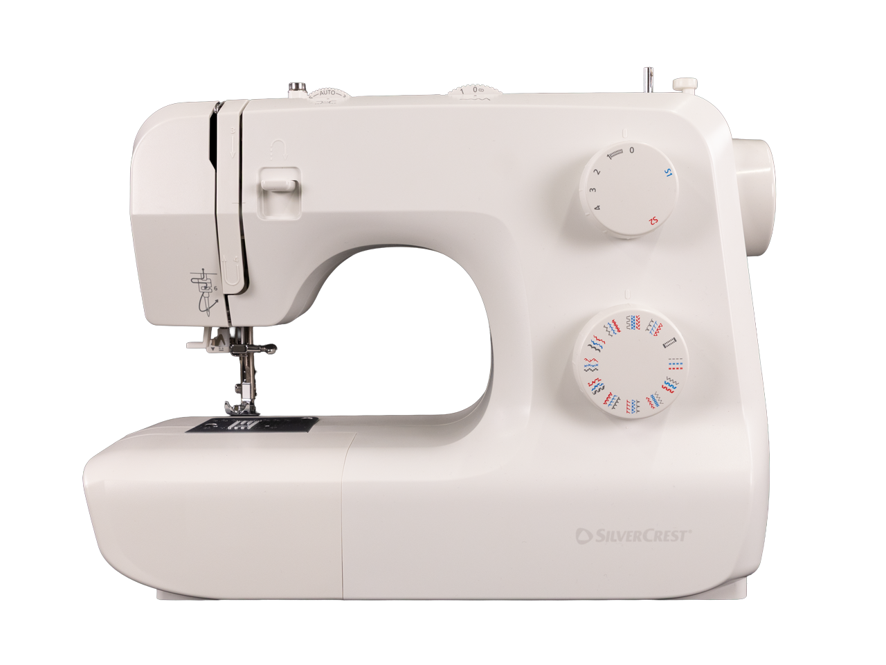 Vooraanzicht van de witte naaimachine SNM 33 D2