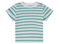 Een wit-groen gestreept T-shirt voor baby's.
