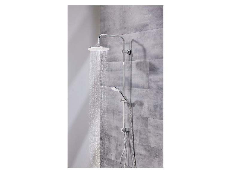 Chromen douchesysteem met ronde regendouchekop en handdouche