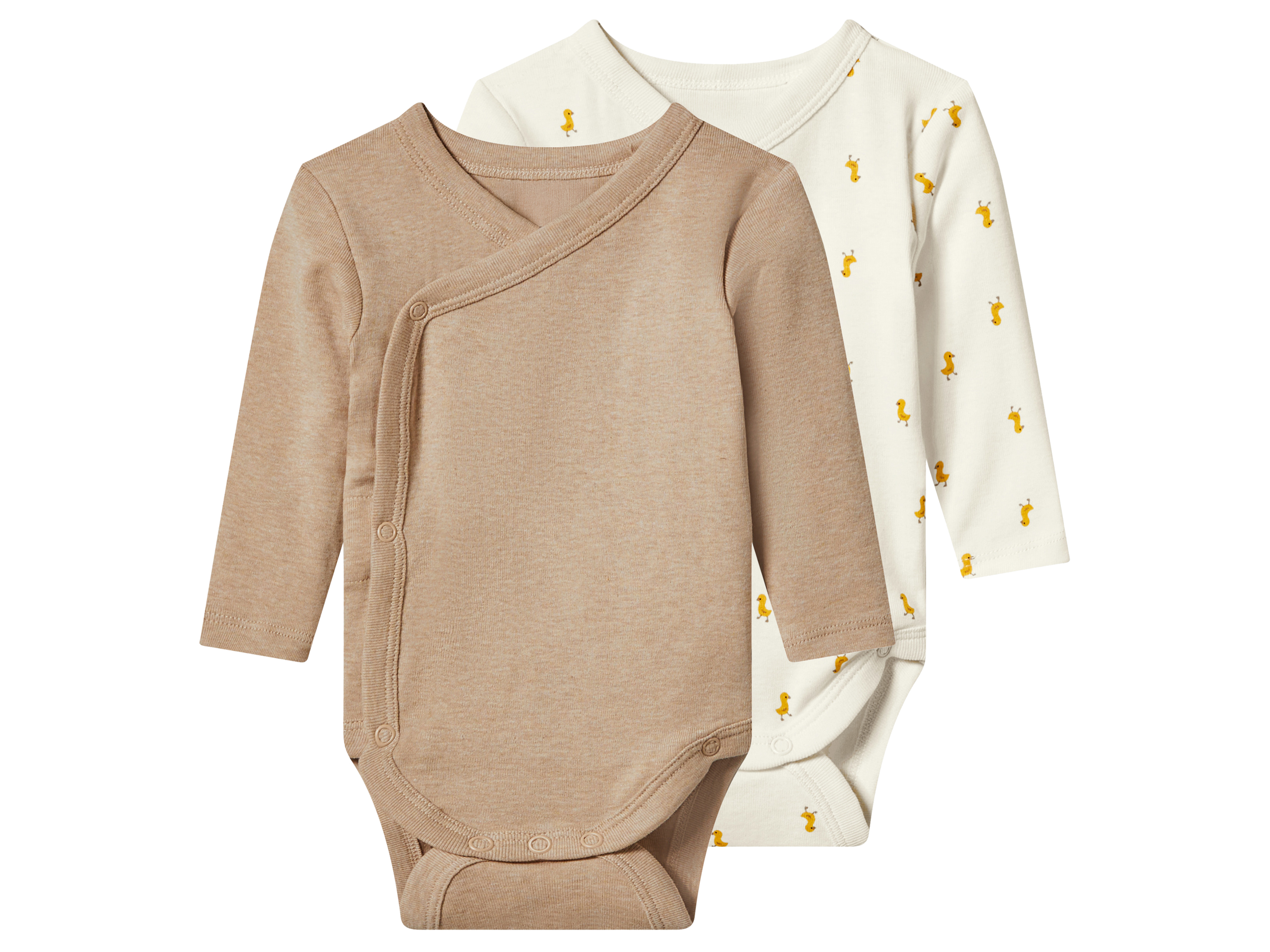 lupilu Set van 2 baby rompers (Bruin/wit, 74/80)