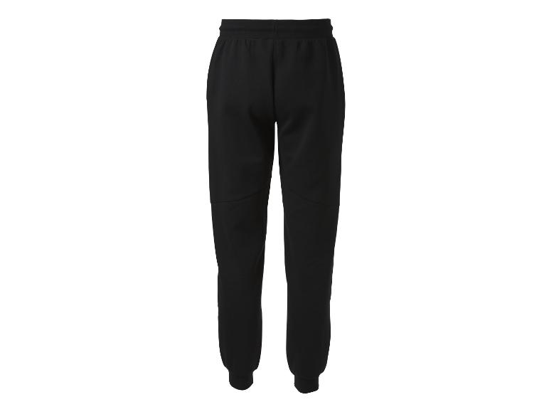 Zwarte heren joggingbroek met elastische tailleband en boorden.