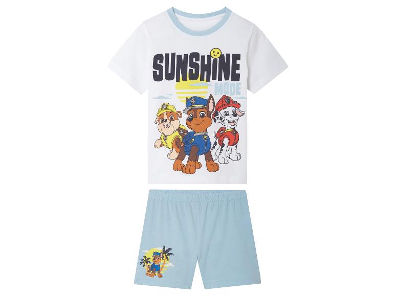 Kinder pyjama: T-shirt en short met Paw Patrol print, zonnig thema.