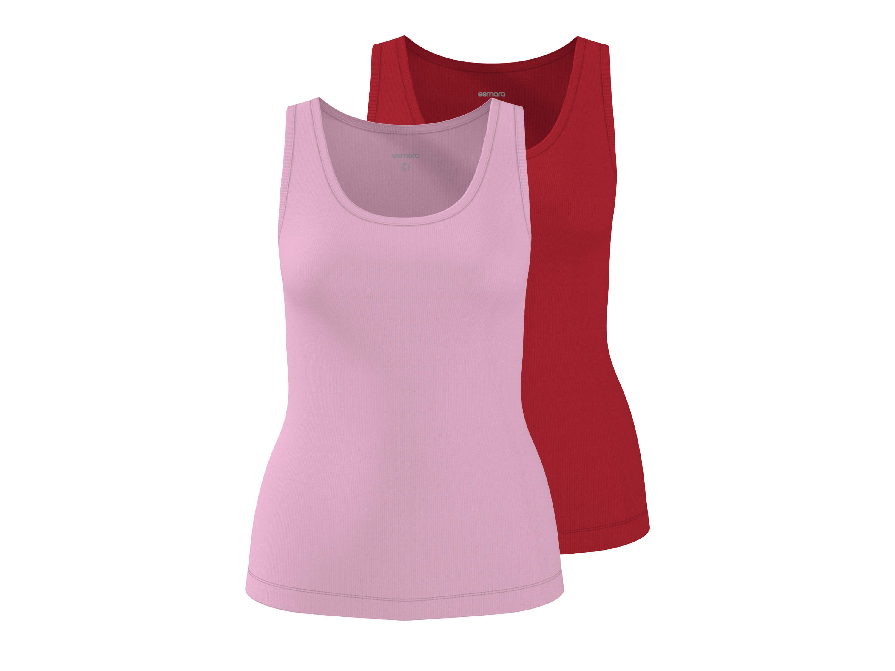 esmara Set van 2 dames tops (Rood/donkerroze, S (36/38))