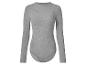 Grijze geribbelde bodysuit met lange mouwen voor dames