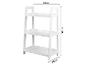Witte 3-laags stellingkast met afmetingen 63cm (breedte) x 95cm (hoogte) x 36cm (diepte).