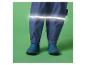 Blauwe waterdichte kinderbroek met reflecterende strepen en blauwe regenlaarzen