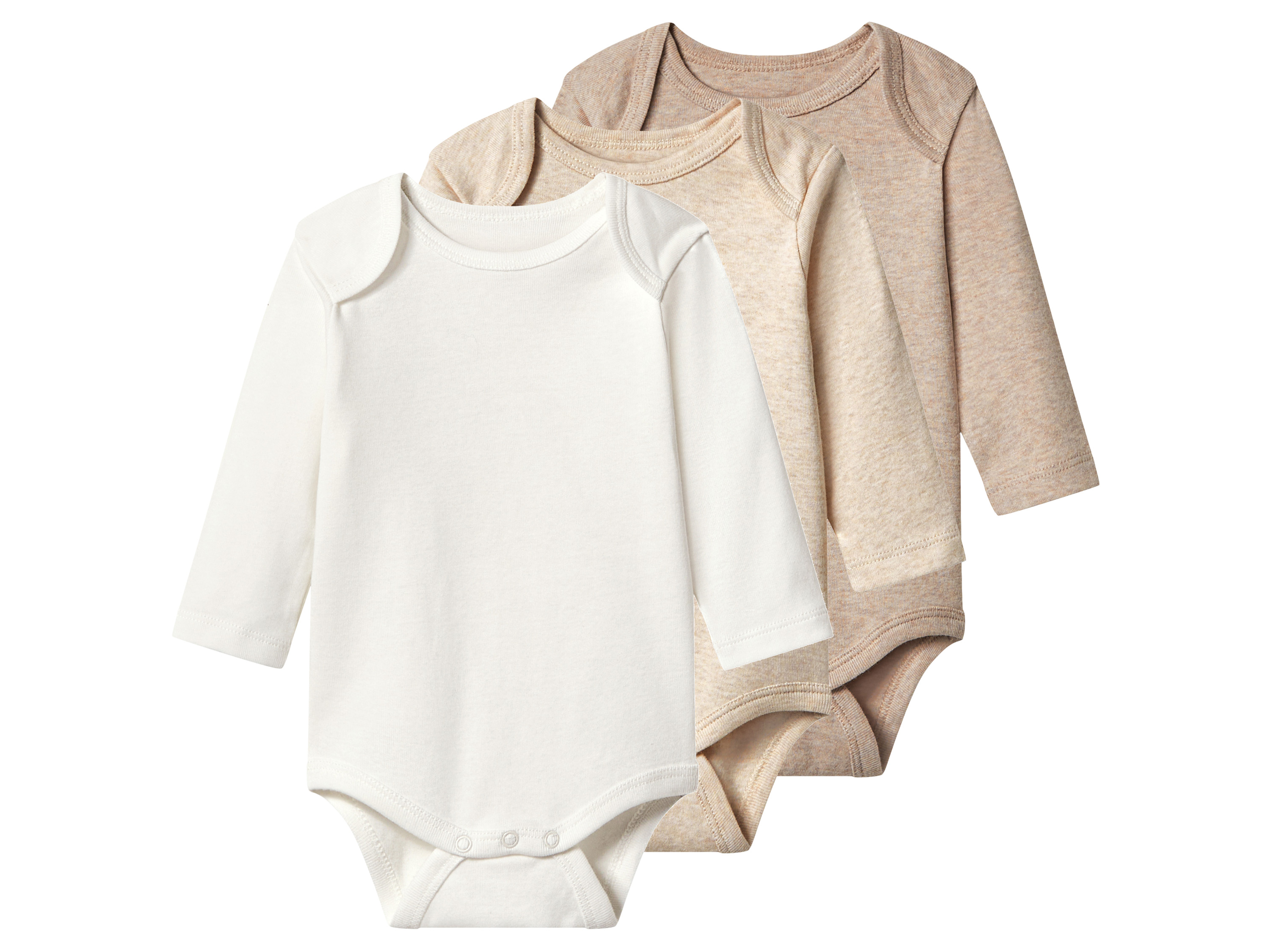 lupilu Set van 3 baby rompers (wit/beige, 86/92)