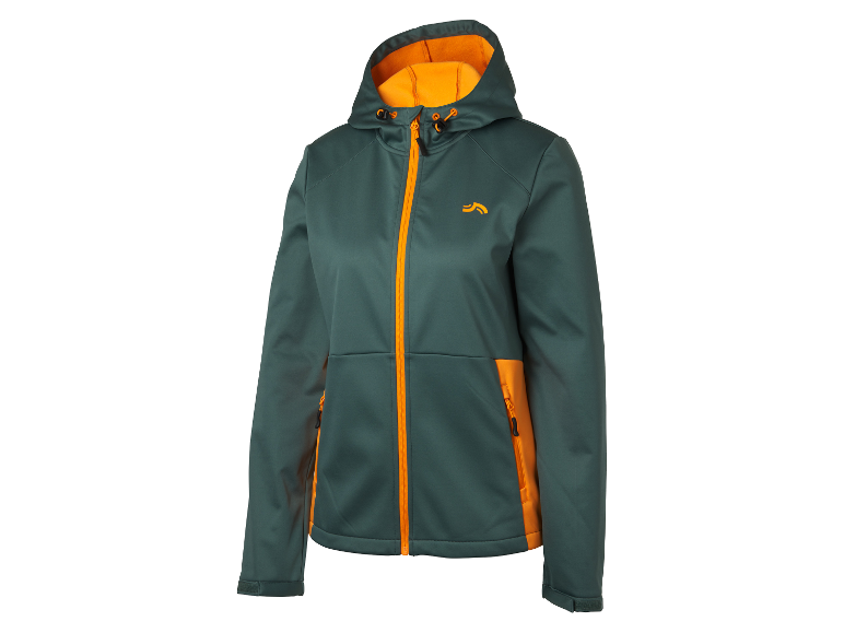 Dames softshell jas met capuchon.
