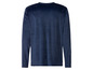 Een donkerblauwe longsleeve met een zachte velours textuur.