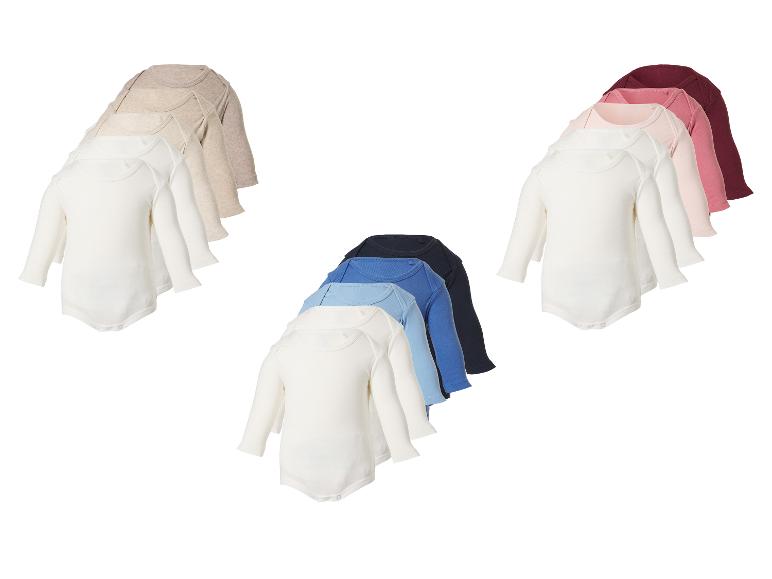 Set van 15 babyrompertjes met lange mouwen in beige, roze en blauwtinten.