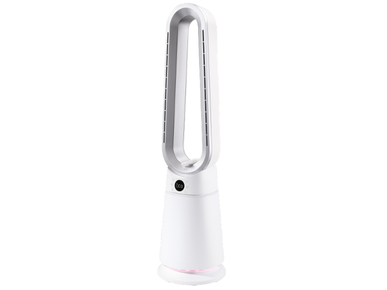 Witte bladloze ventilator met digitaal display