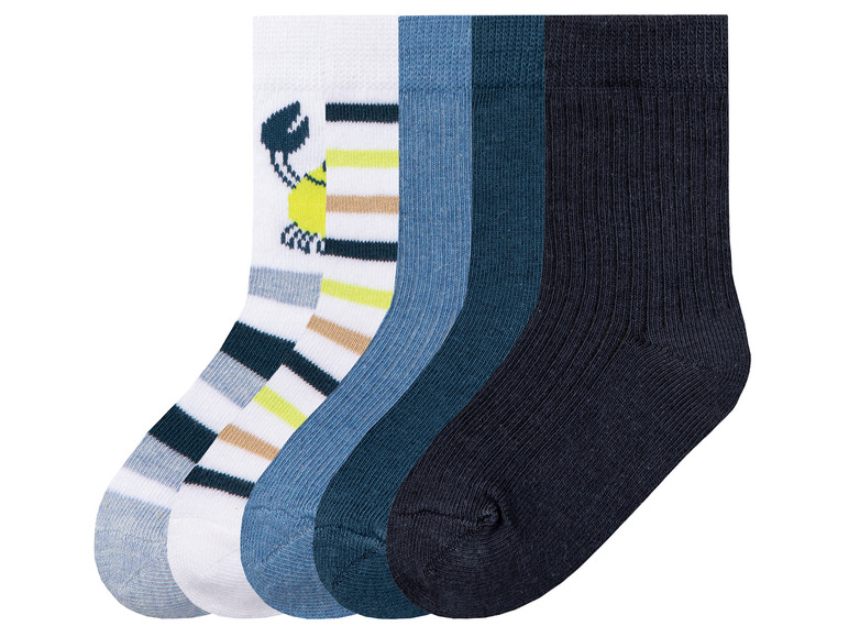 lupilu 5 paar jongens sokken (23-26, Wit-donkerblauw)