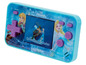 Een blauwe Frozen Cyber Arcade Pocket-spelconsole van Lexibook met Elsa en Anna.