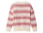 Roze en witte gestreepte trui voor meisjes, met kabelbreipatroon.