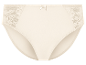 Beige slip van gladde stof met kant.