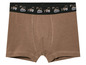 Bruine boxershorts met een zwarte band met kleine graafmachines.