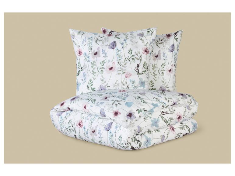 Beddengoedset met witte, roze en blauwe bloemenprint