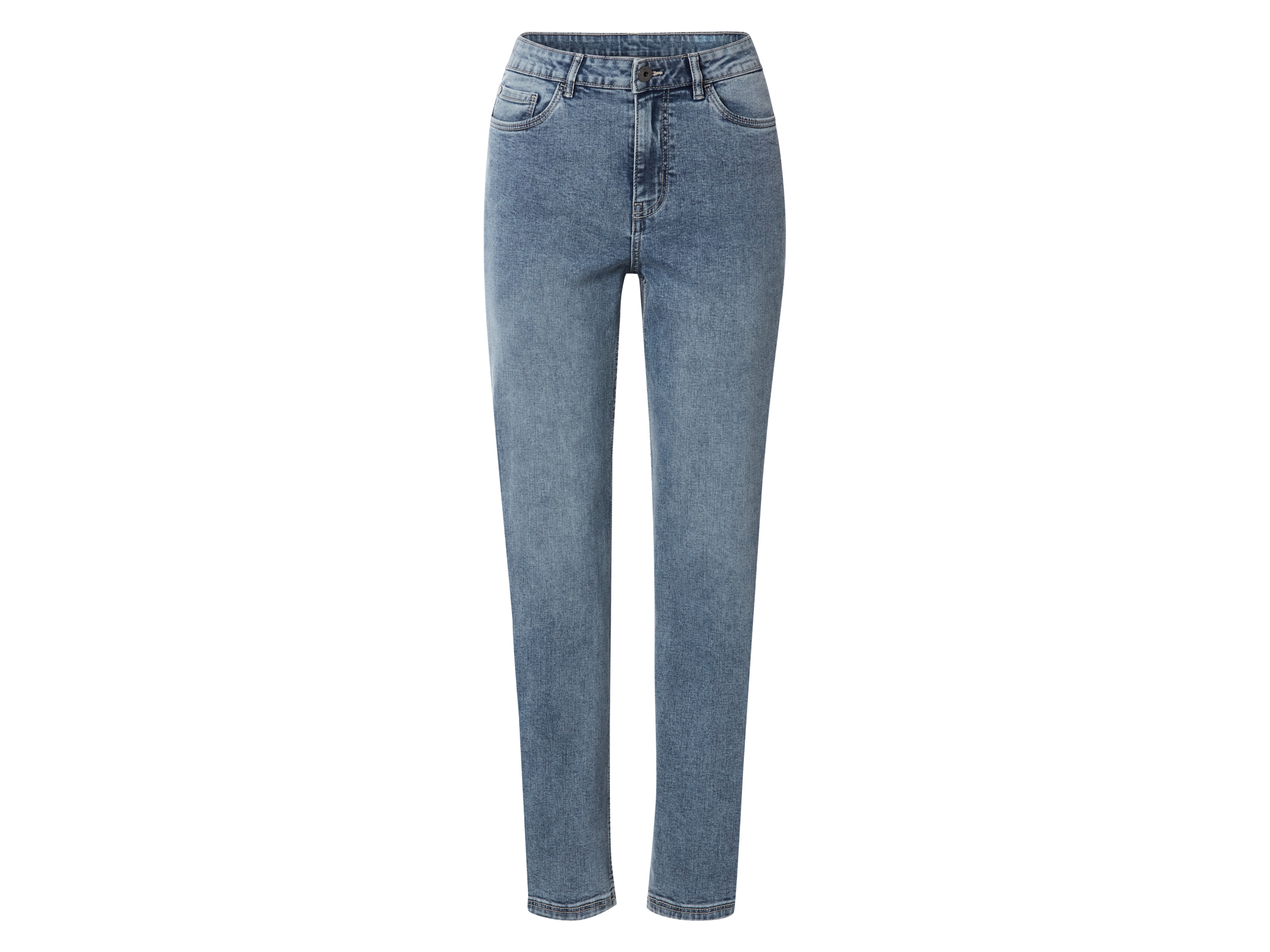 ESMARA Dames jeans, straight fit, hoge taille (Blauw, 42)