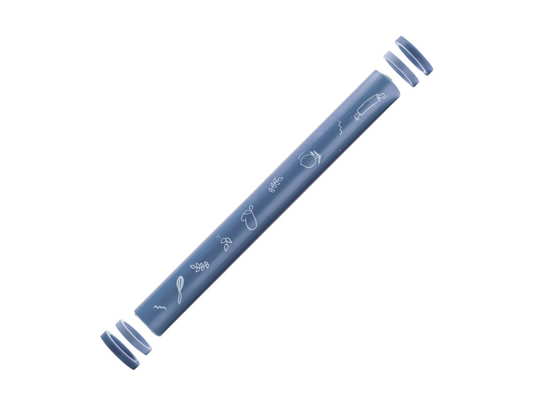 Blauwe plasticfolie met een motief van keukengerei.