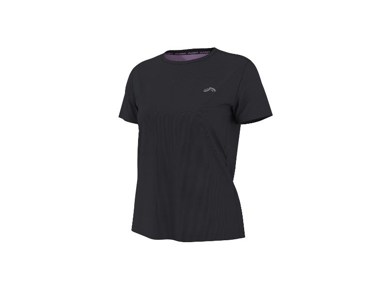 Zwart sport-T-shirt met korte mouwen, ronde hals en logo op de borst