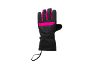 Zwarte en roze skiwant met verstelbare manchet en logo.