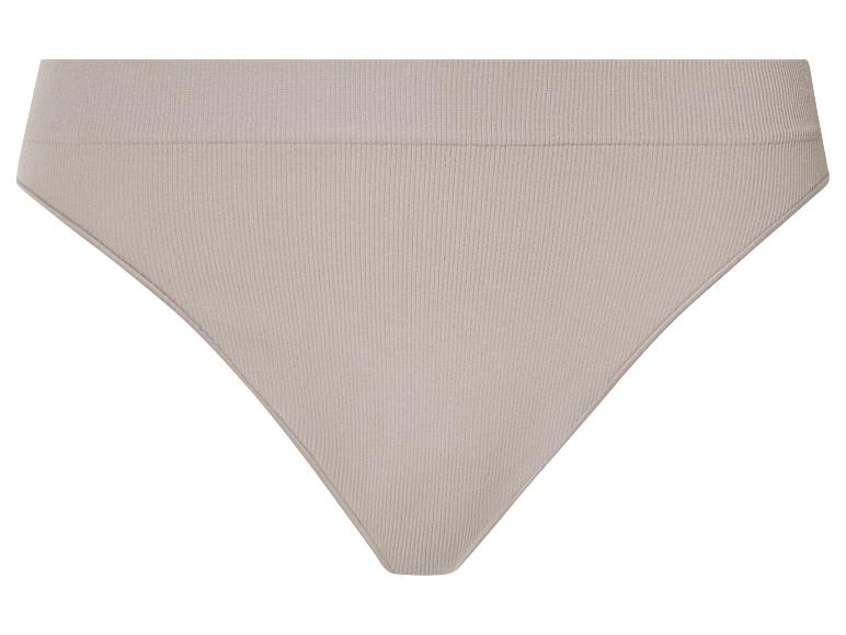 Beige geribbelde slip.