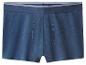Een blauwe herenboxershort met een gestreepte tailleband.