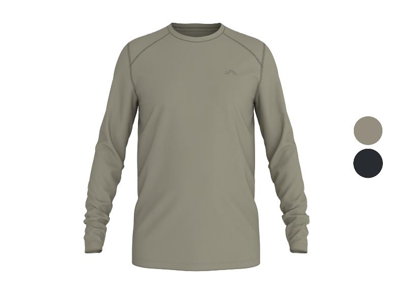 Khaki shirt met lange mouwen, contrasterende stiksels en logo, met grijze en zwarte kleuropties.