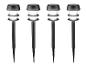 Vier zwarte solar tuinlampen met helder wit licht