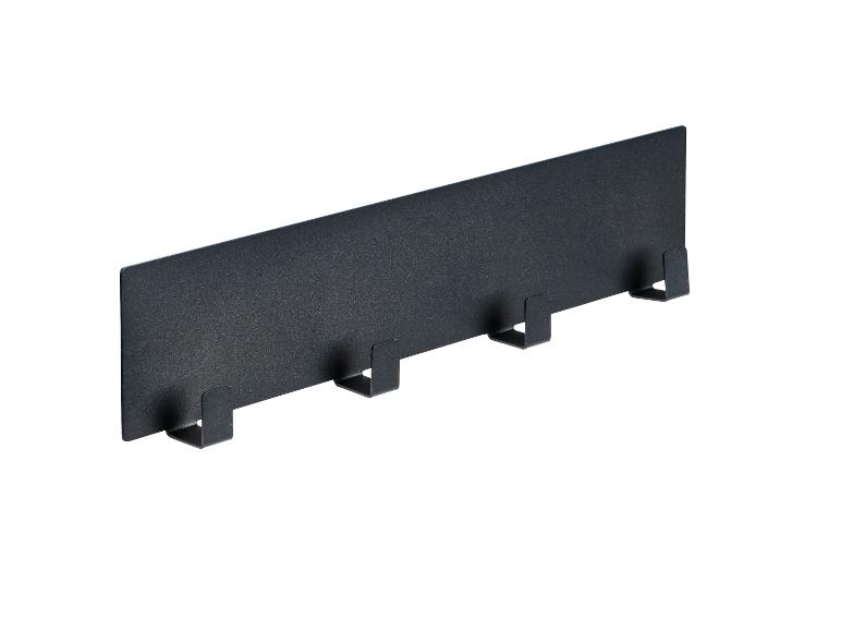 Zwarte metalen wandhaak met haken.