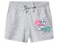 Grijze meisjesshort met puppy- en bloemenprint