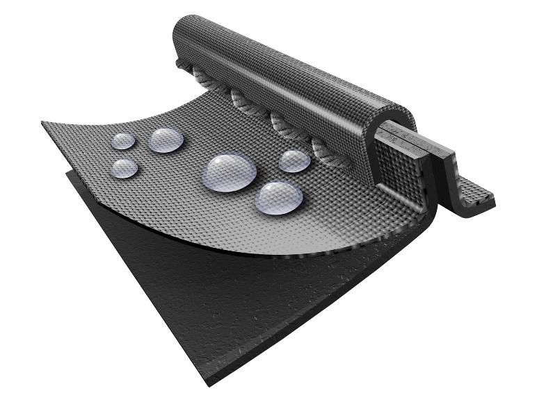 Waterdicht geweven textiel met waterdruppels