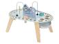 Houten activiteitentafel met zeethema en kralenlabyrint.
