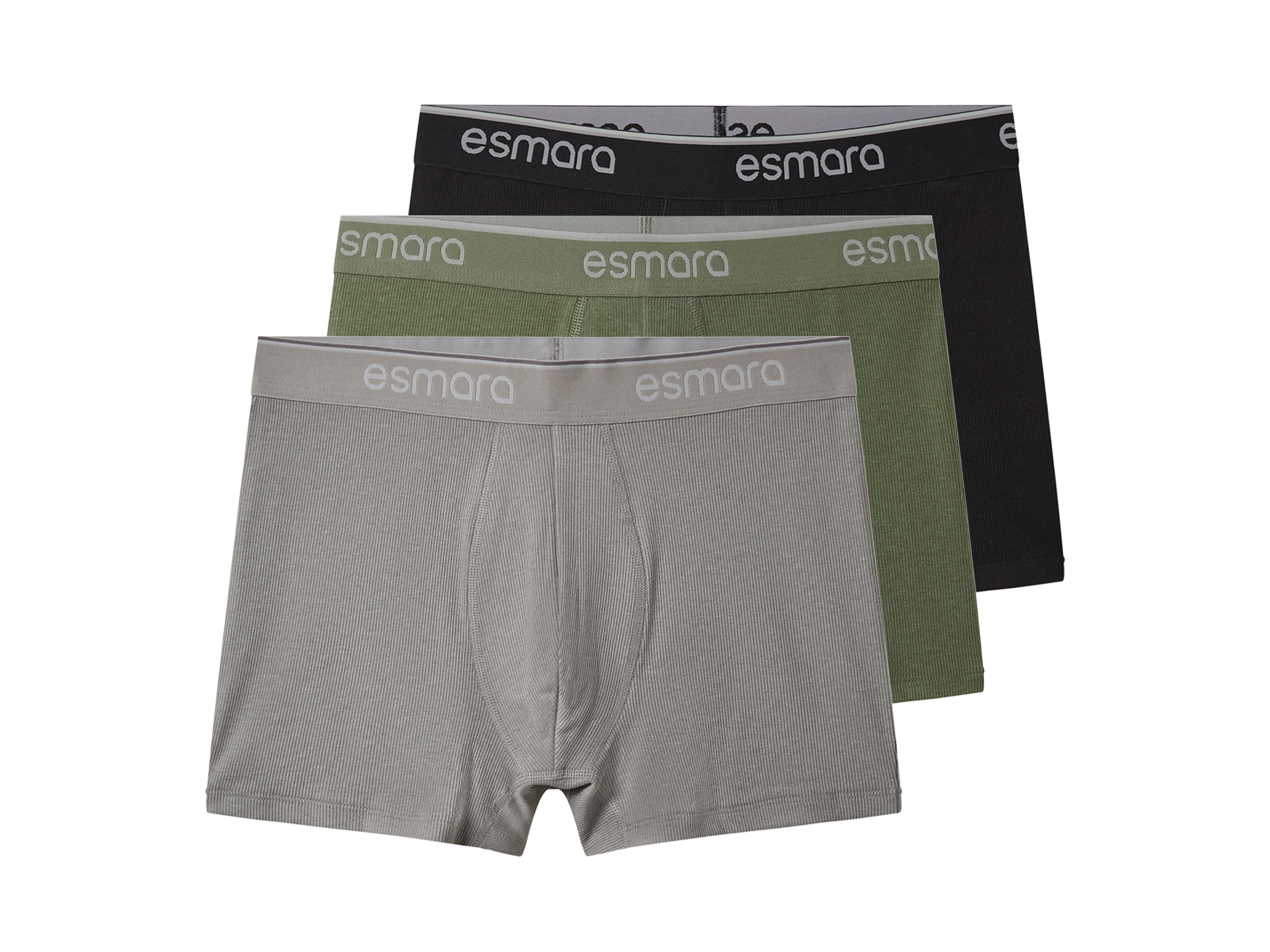 esmara Men Set van 3 heren boxers (Zwart/groen/grijs, XXL)
