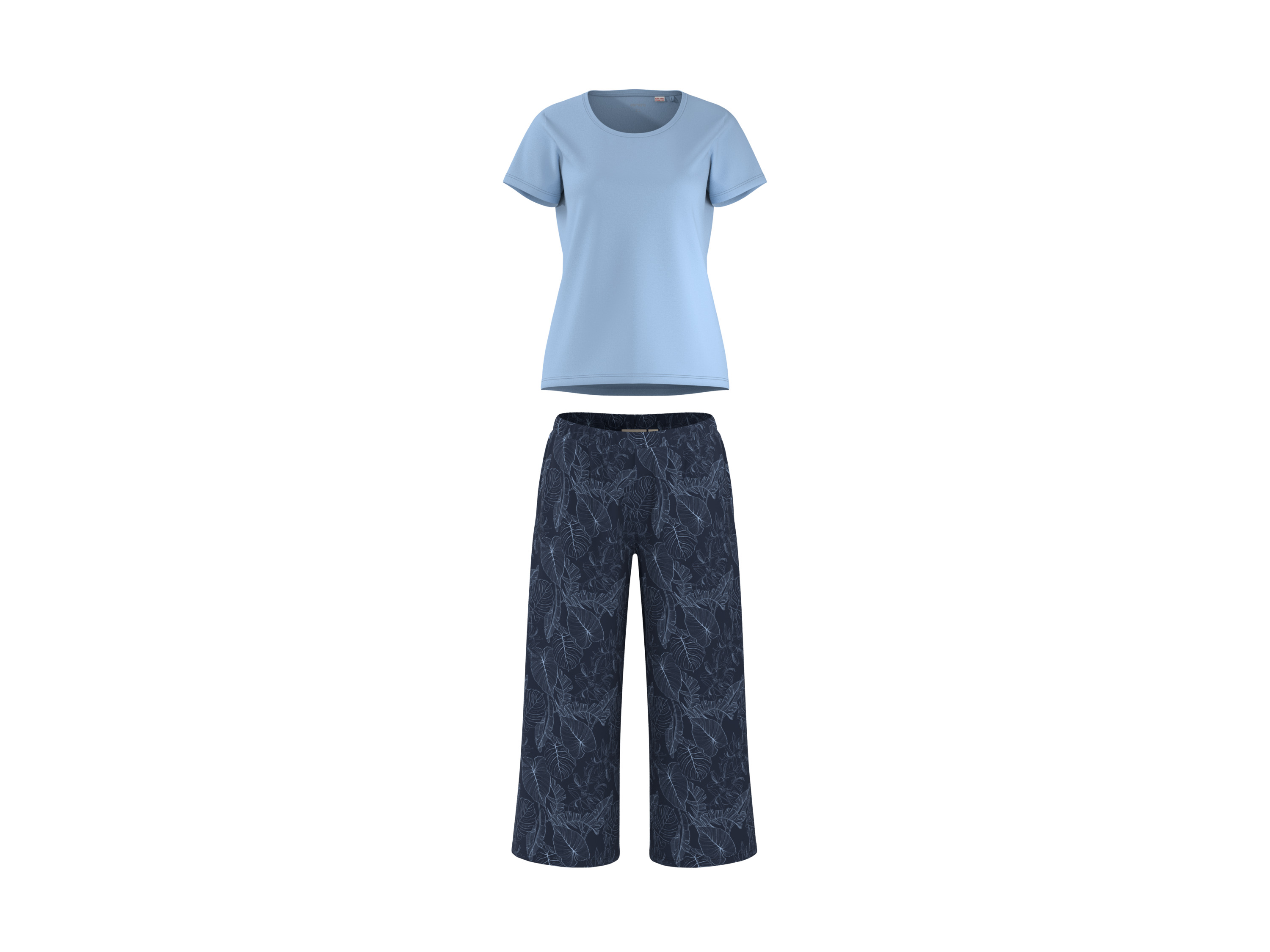 ESMARA Dames capripyama (Lichtblauw/donkerblauw, M (40/42))