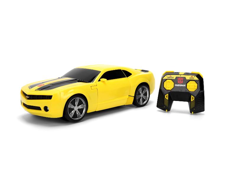 Gele Transformers Camaro speelgoedauto met afstandsbediening.