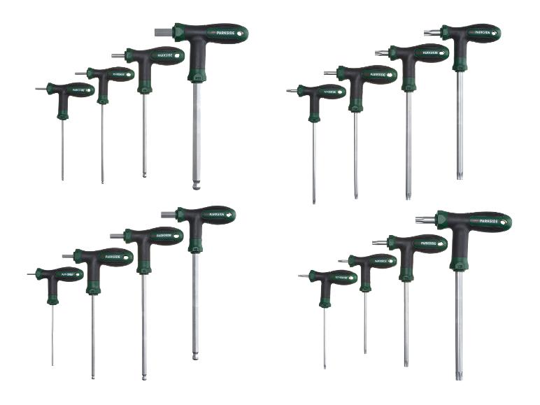 Set Parkside T-greep inbus- en Torx-sleutels in diverse maten.