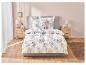 Beige en blauwe bloemen beddengoedset; paisley stijl.
