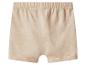 Beige katoenen short met elastische tailleband en opgerolde zomen.
